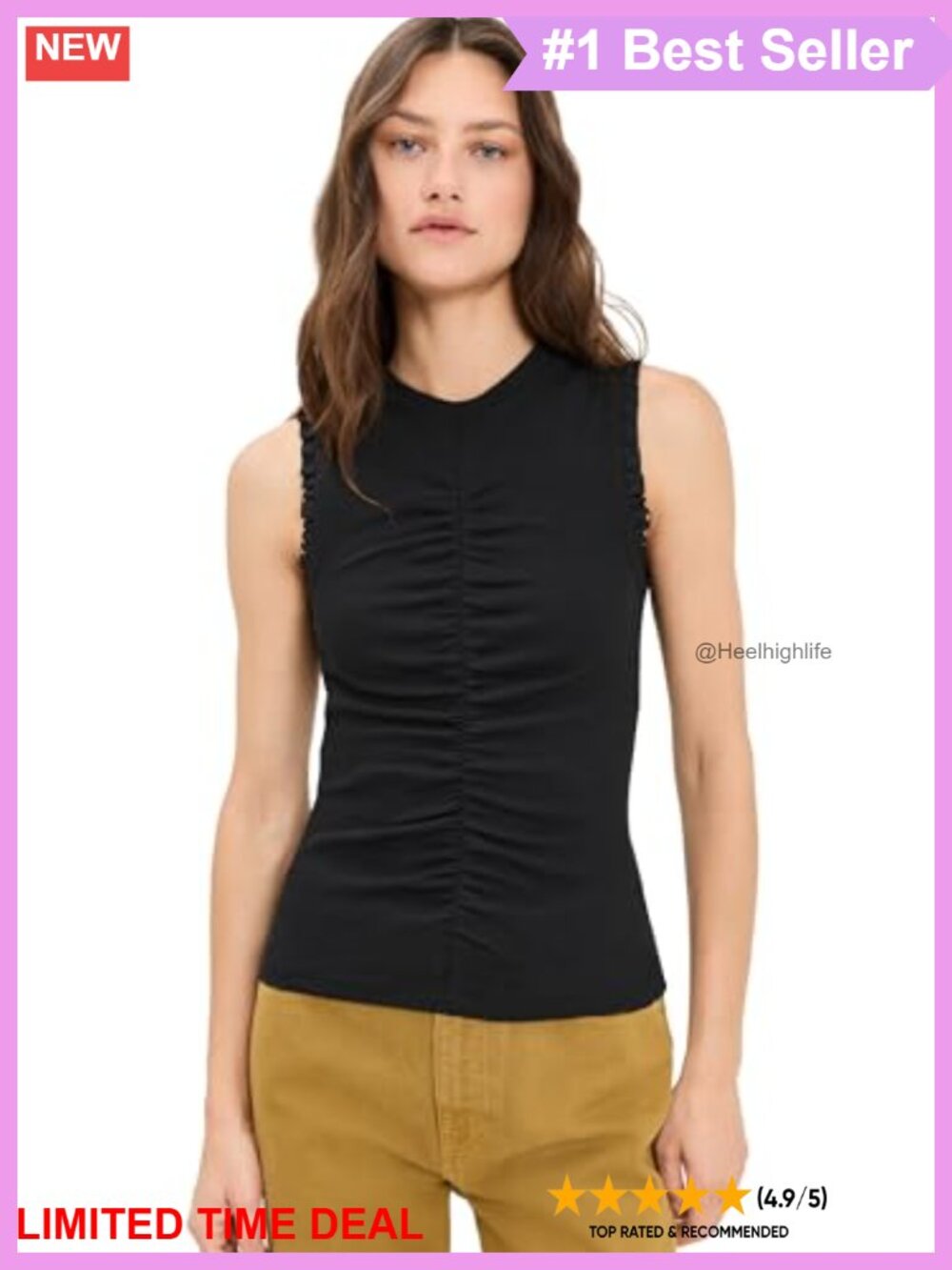Ulla Johnson Kyla Top Ribbed Jersey Ruffled Poplin Sleeveless